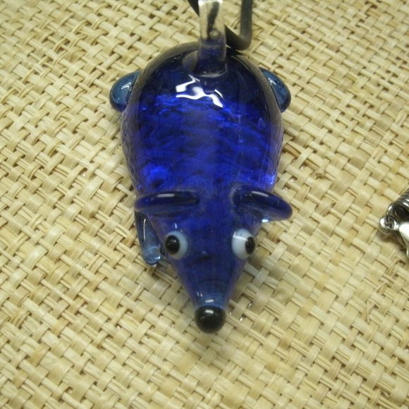 Sacred Journey Designs Jewelry - Murano Cobalt Blue Glass Mouse Necklace